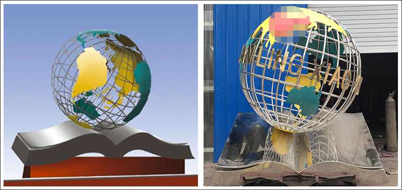不銹鋼地球，景觀地球雕塑，學(xué)校地球儀擺件