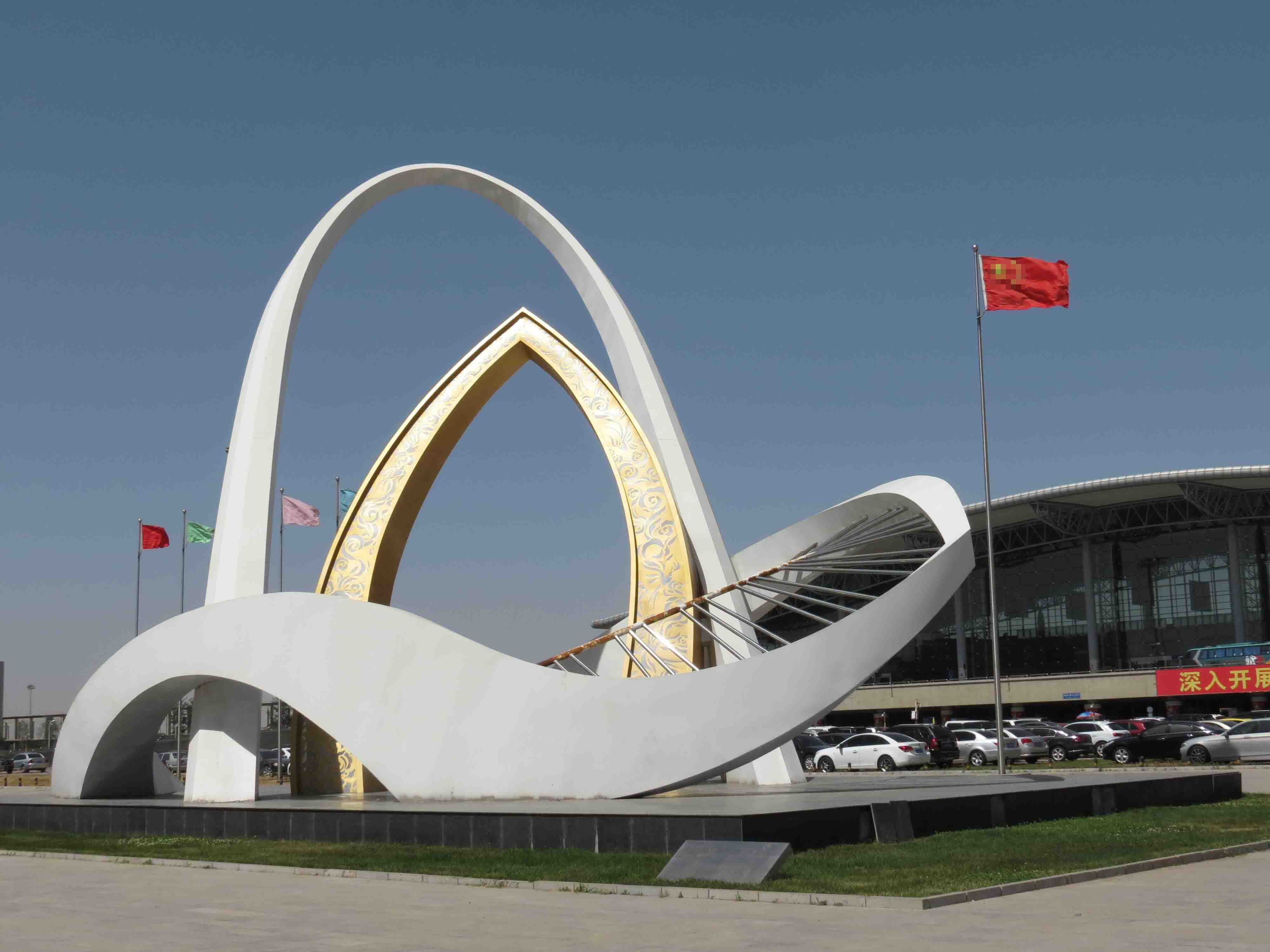 機場景觀雕塑，機場不銹鋼標志，廣場大型標志