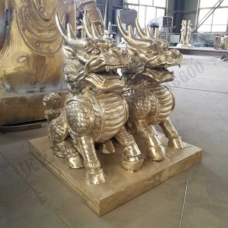 銅麒麟擺件,風水麒麟擺件,傳統麒麟雕塑
